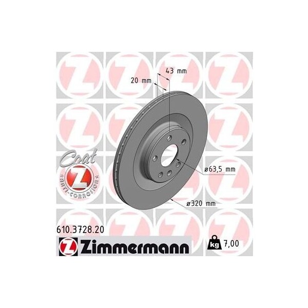 Zimmermann Brake Disc - Standard/Coated, 610372820 610372820 - main